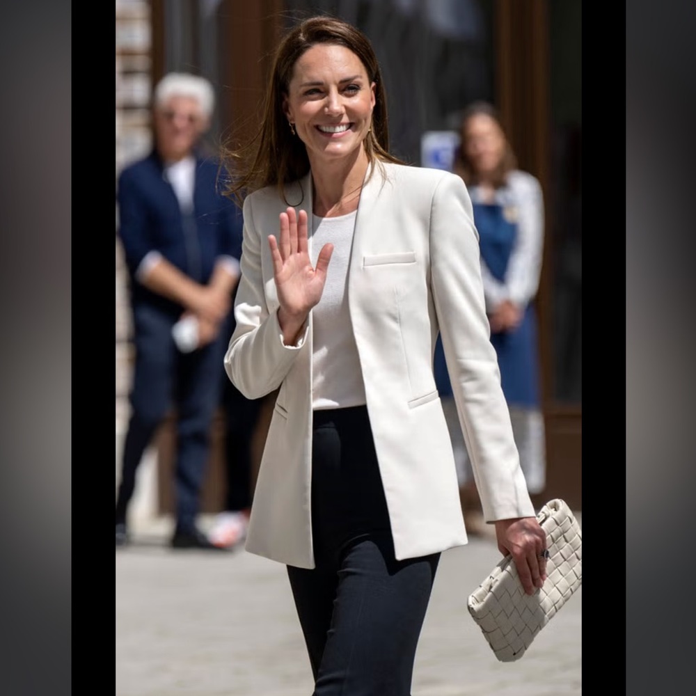 NWT Zara Ecru Inverted Lapel Blazer